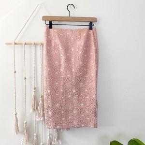 miss selfridge / metallic pink textured pencil skirt 4